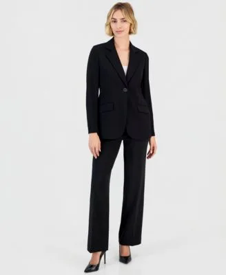 Wide Leg Stretch Notched Collar Jacket Pants 2 Piece Suit by Anne Klein