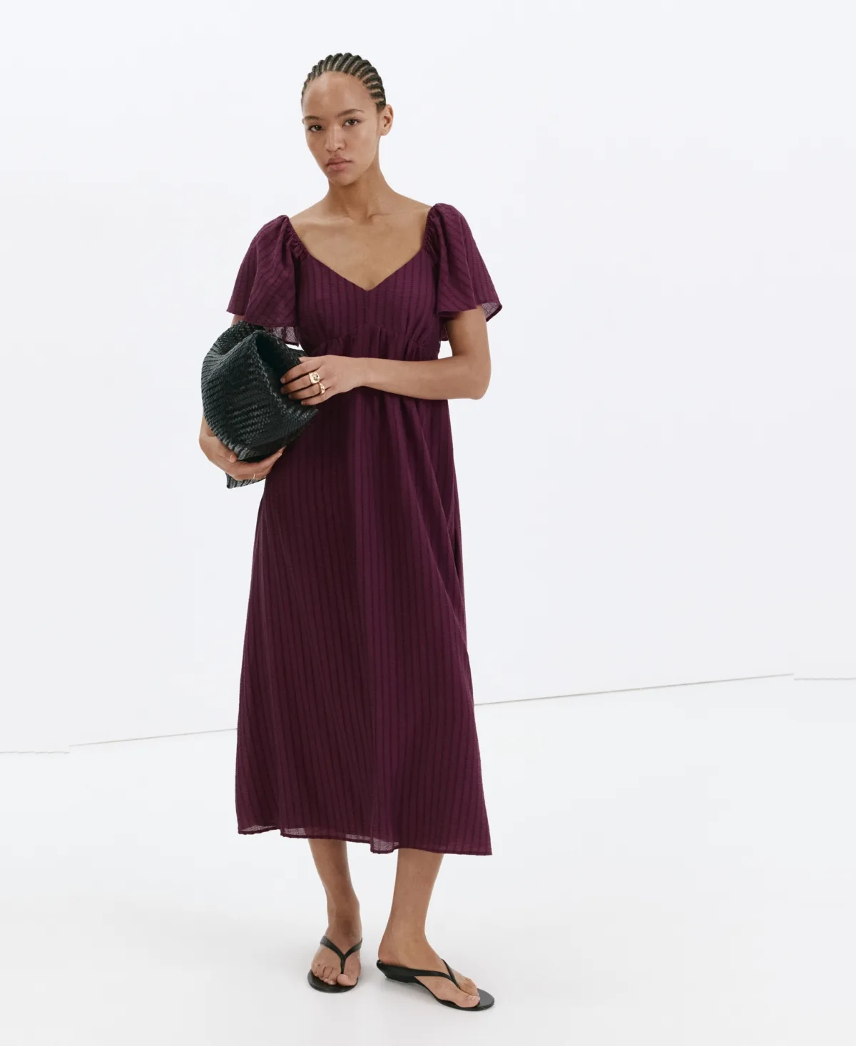 Gathered Detail Textured Dress by Mango