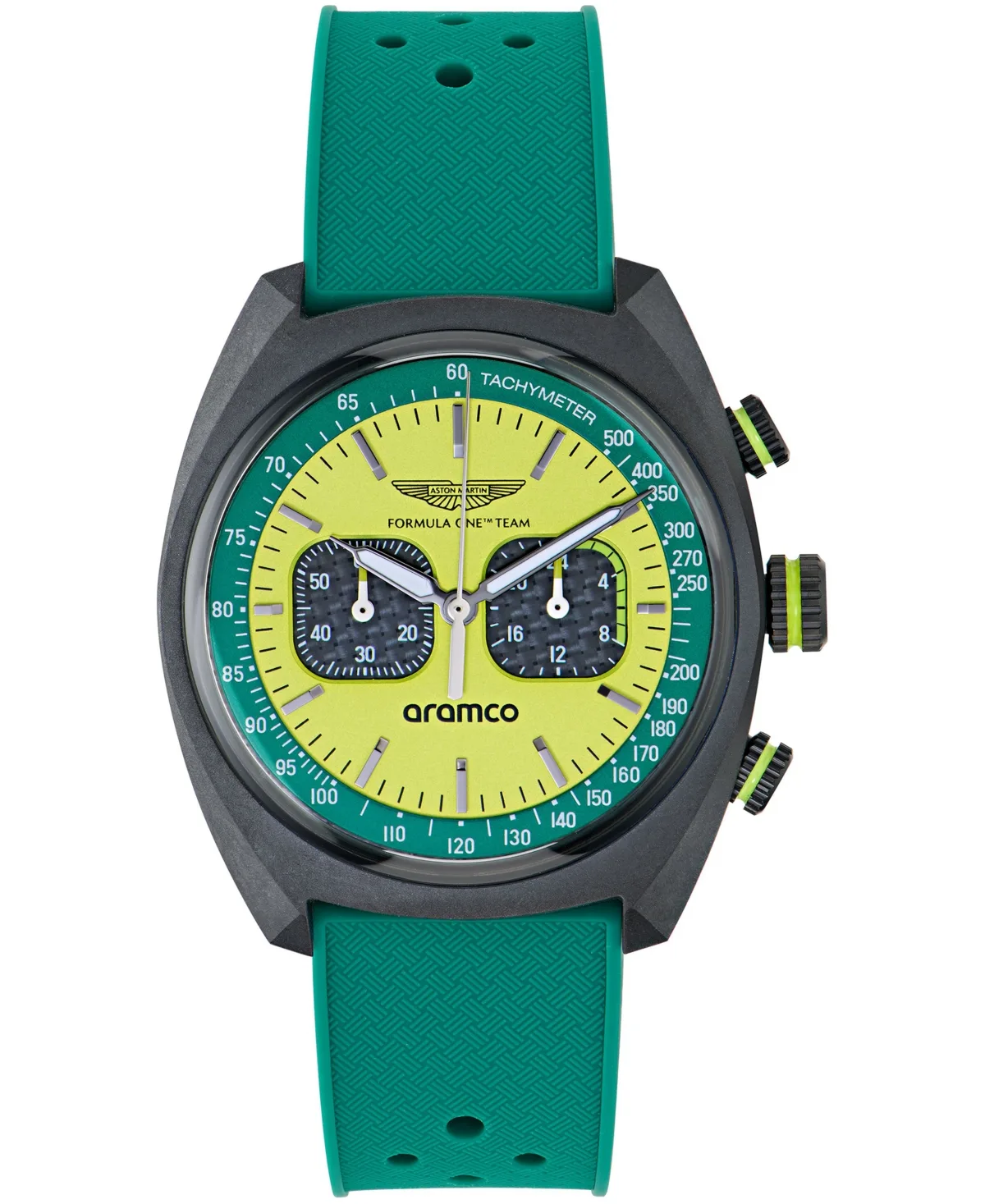 Quartz Three-Hand Round Silicone Strap Watch 43mm by Aston Martin