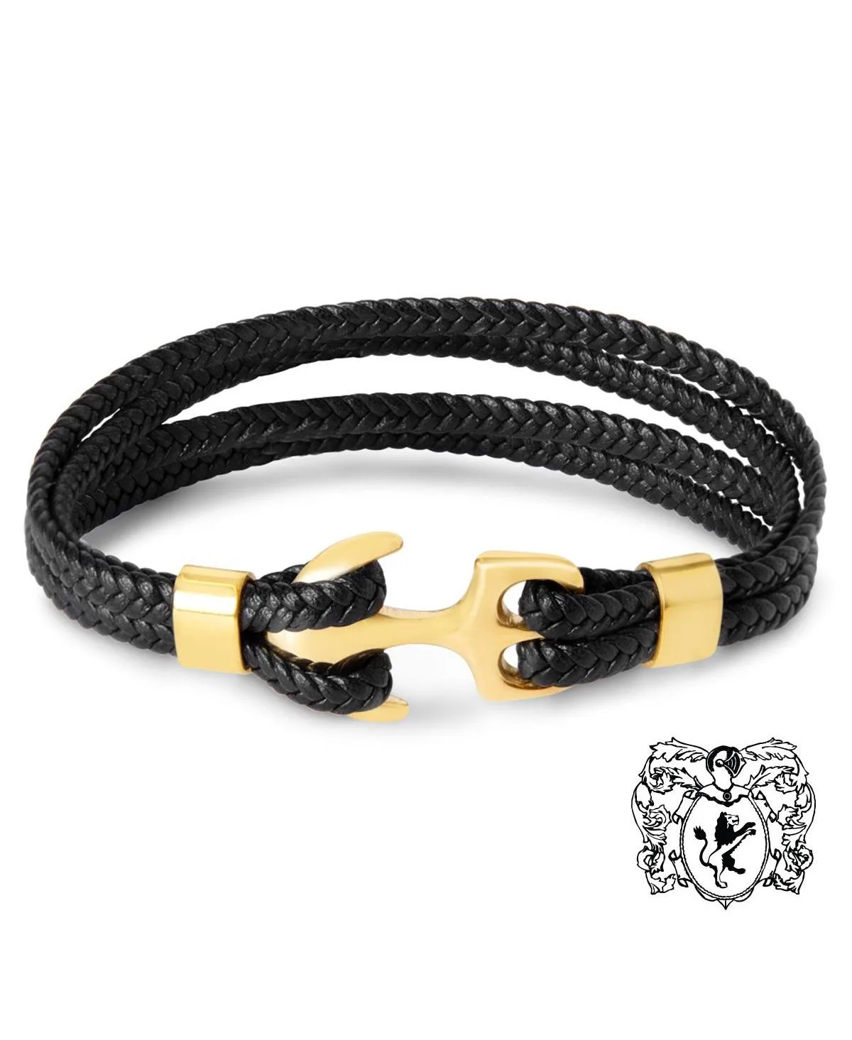 Gold-Tone Stainless Steel Four-Strand Braided Leather Bracelet by Bruno Magli