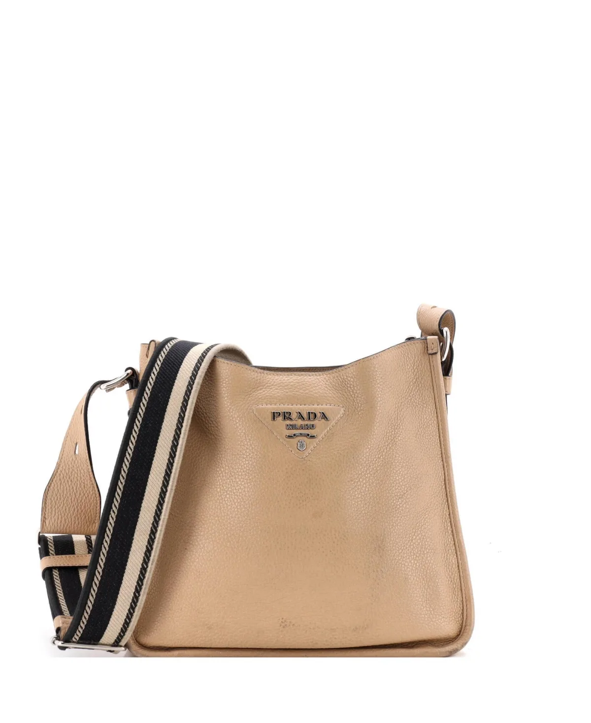 Pre-Owned Prada Medium Logo Strap Crossbody Bag Vitello Daino