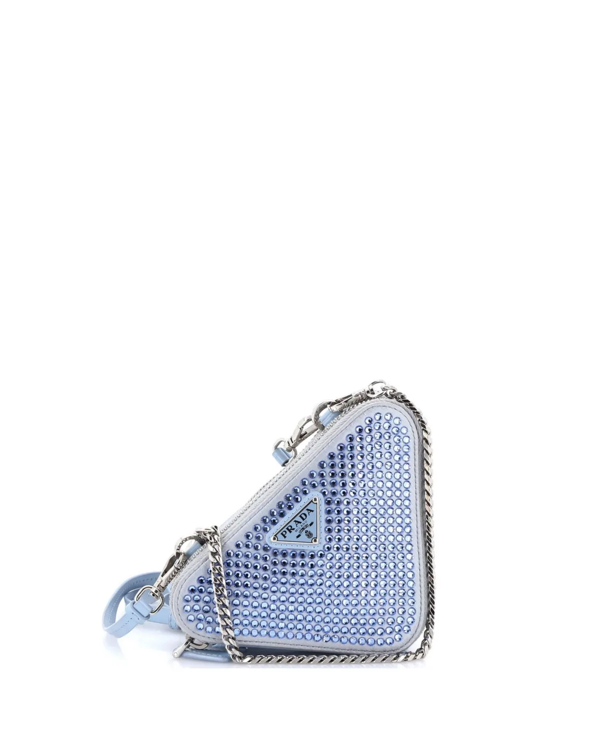 Pre-Owned Prada Mini Triangle Double Pouch Crossbody Crystal Embellished Satin by Prada