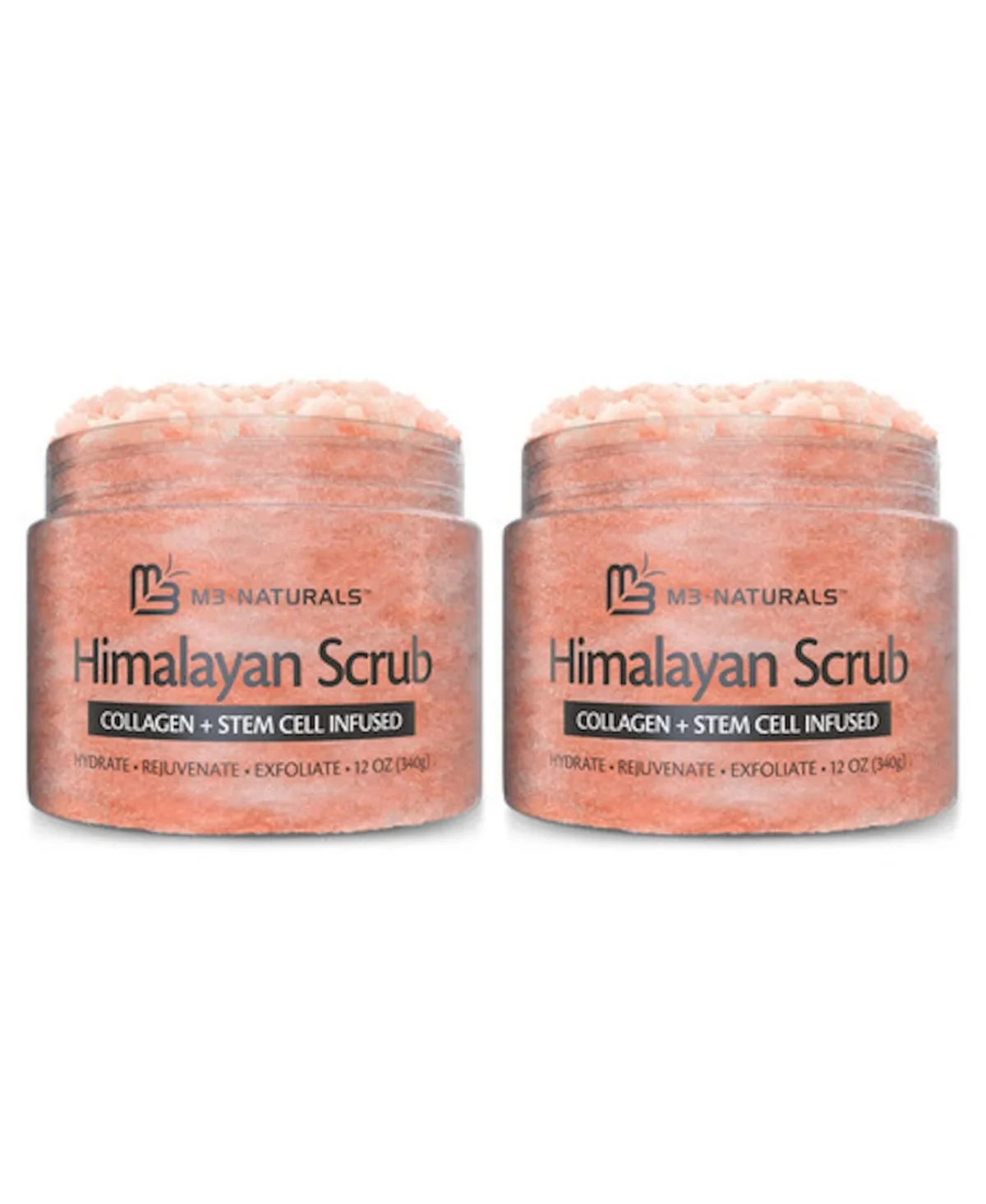 Himalayan Salt Scrub for Face, Feet and Body with Collagen and Stem Cells Exfoliating Body Scrub Pack of 2 by M3