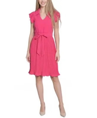 Plisse Pleated Short Sleeve Dress by Ny Collection