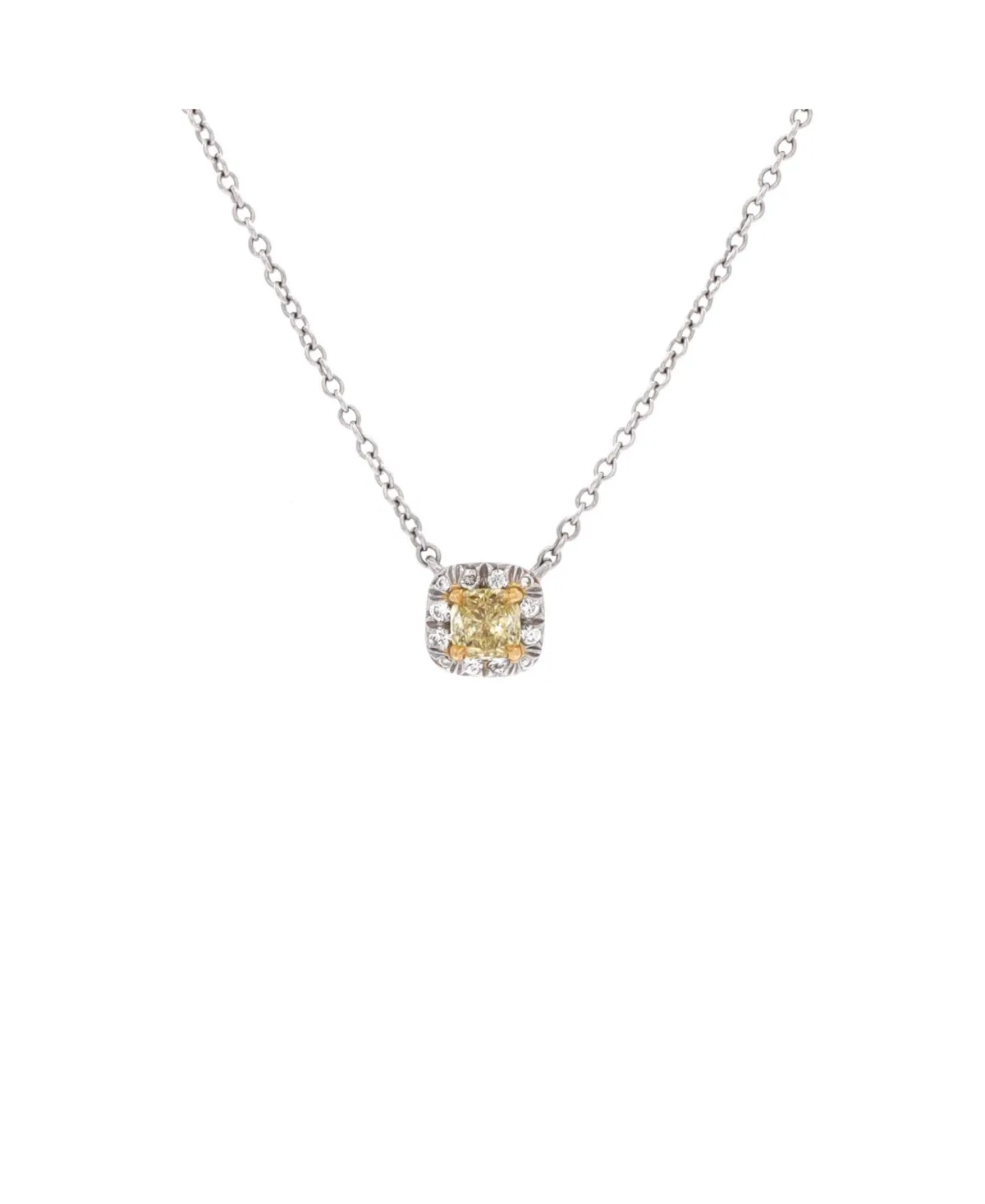Pre-Owned Tiffany and Co Soleste Cushion Halo Pendant Necklace by Tiffany & Co.