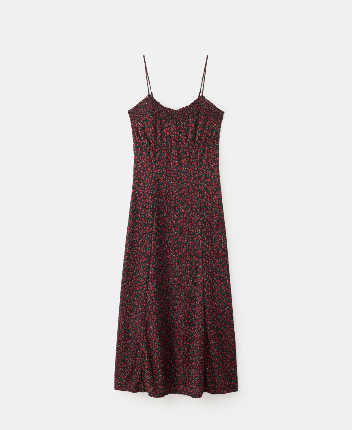 Gathered Neckline Floral Midi-Dress by Mango