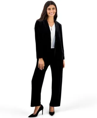 Essentials Velvet Wide Leg Pull on Blazer Pants 2 Piece Set by Anne Klein