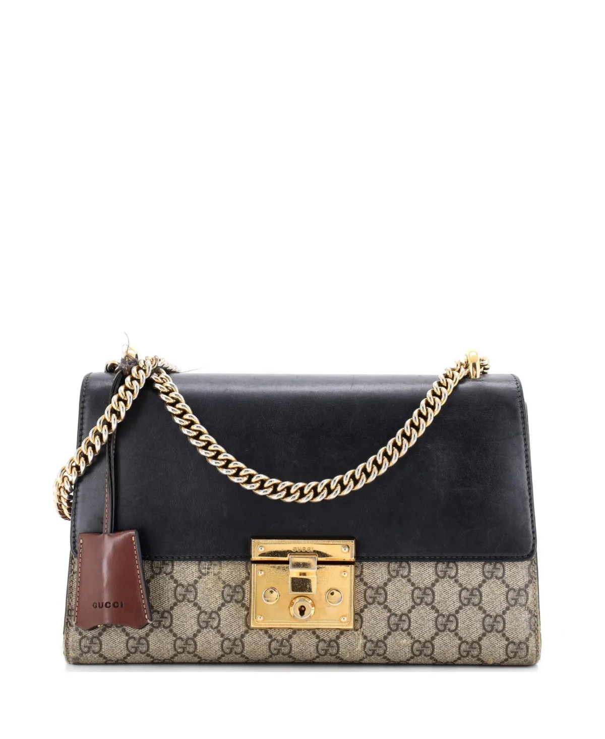 Pre-Owned Gucci Medium Padlock Shoulder Bag Gg Coated Canvas and Leather