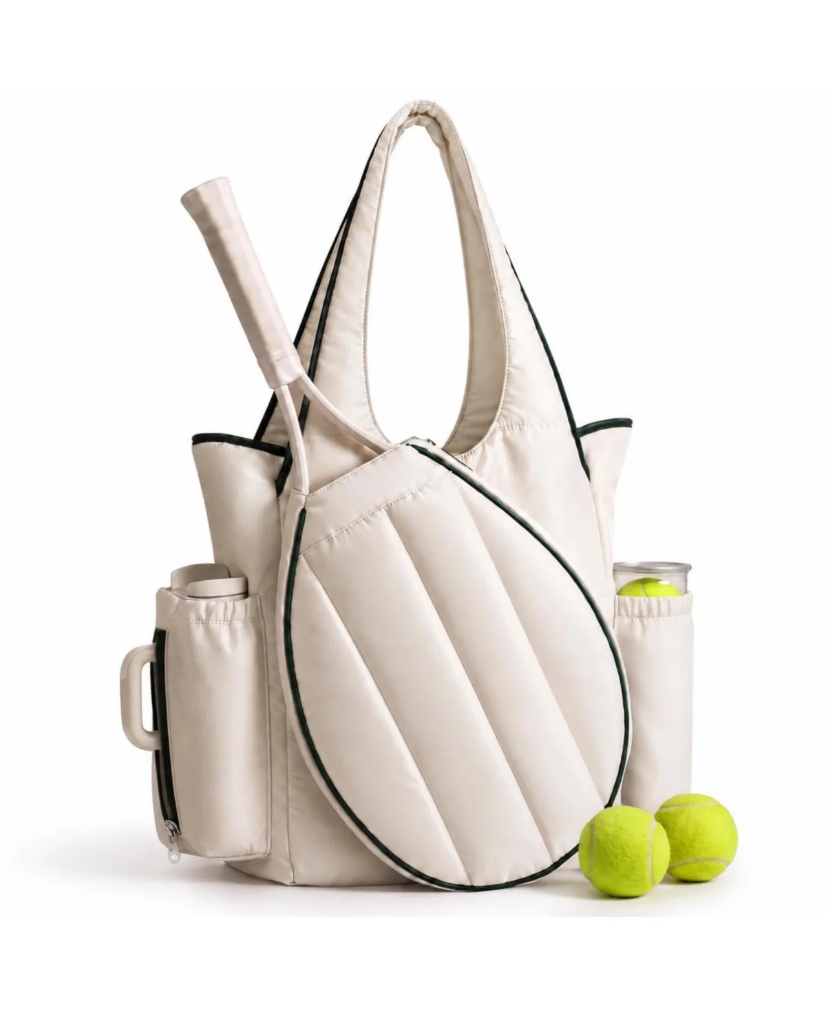 Quilted Tennis Backpack Racket Bag with Tumbler Holder Court Storage by Peneyon