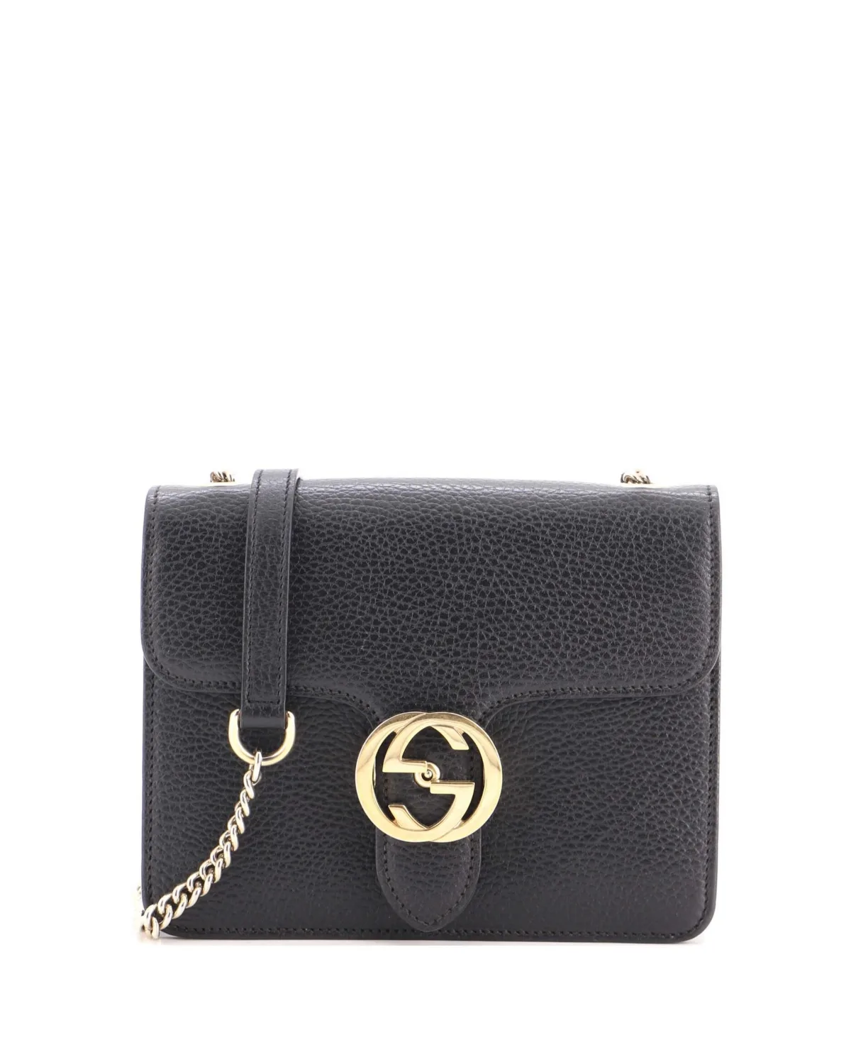 Pre-Owned Small Interlocking Shoulder Bag Leather