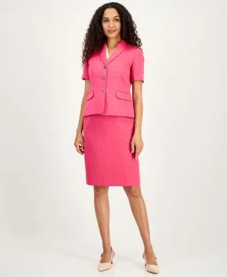 Circle Jacquard Short Sleeve Blazer Circle Jacquard Pencil Skirt by Kasper
