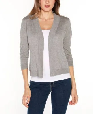3/4 Sleeve Open Front Cardigan Sweater by Belldini