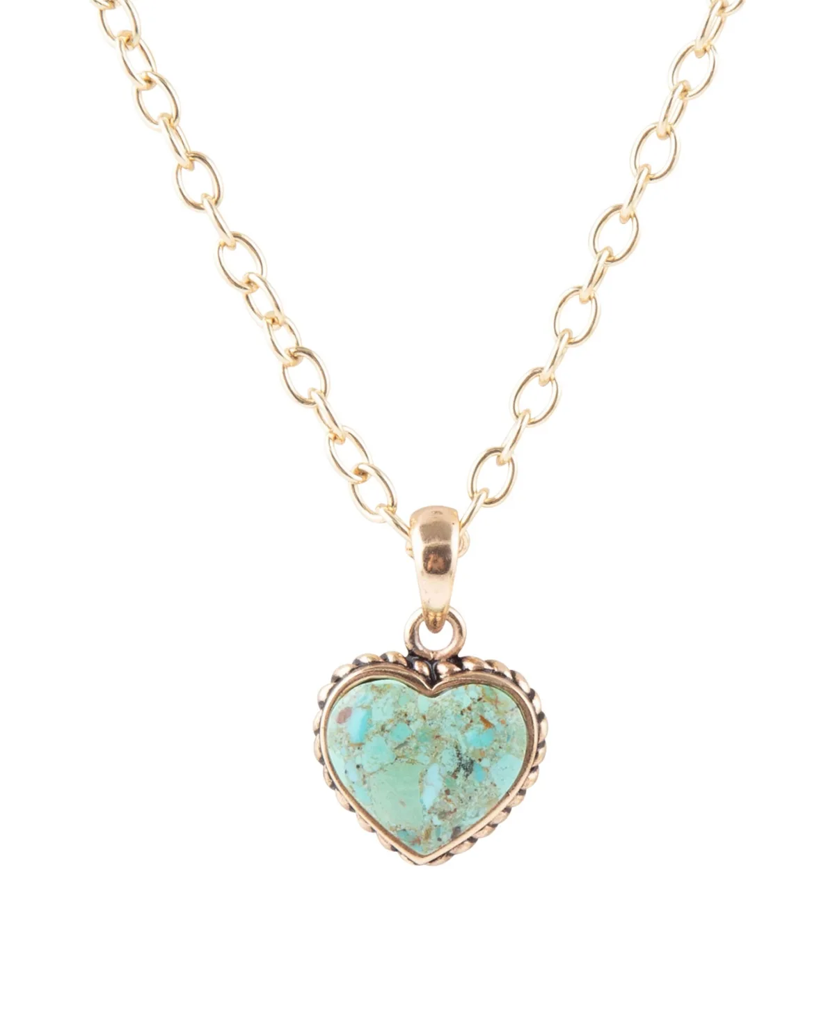 Genuine Turquoise Heart Pendant Necklace by Barse