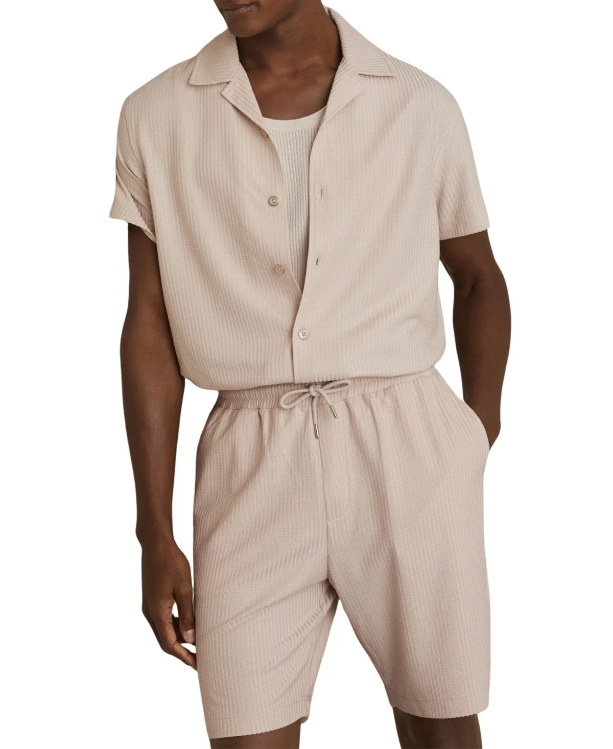Warwick Cuban-Collar Textured-Knit Classic-Fit Shirt by Reiss