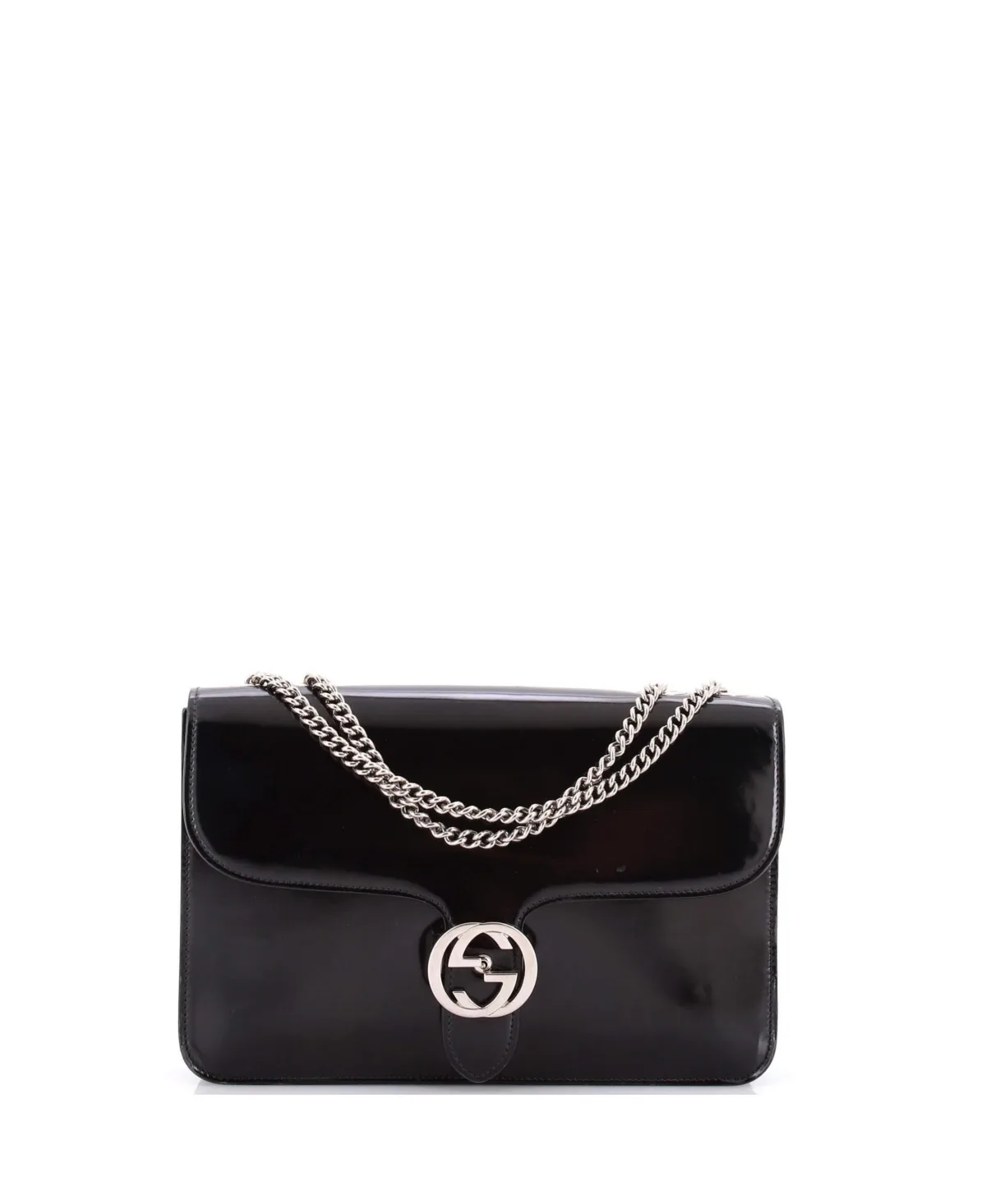 Pre-Owned Gucci Medium Interlocking Shoulder Bag Patent