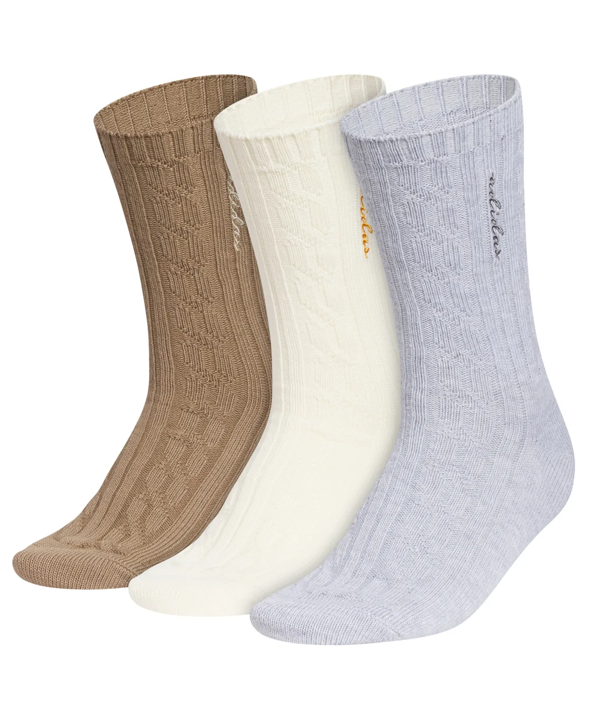 Athletic Cable Knit Crew Socks, 3-Pack by adidas