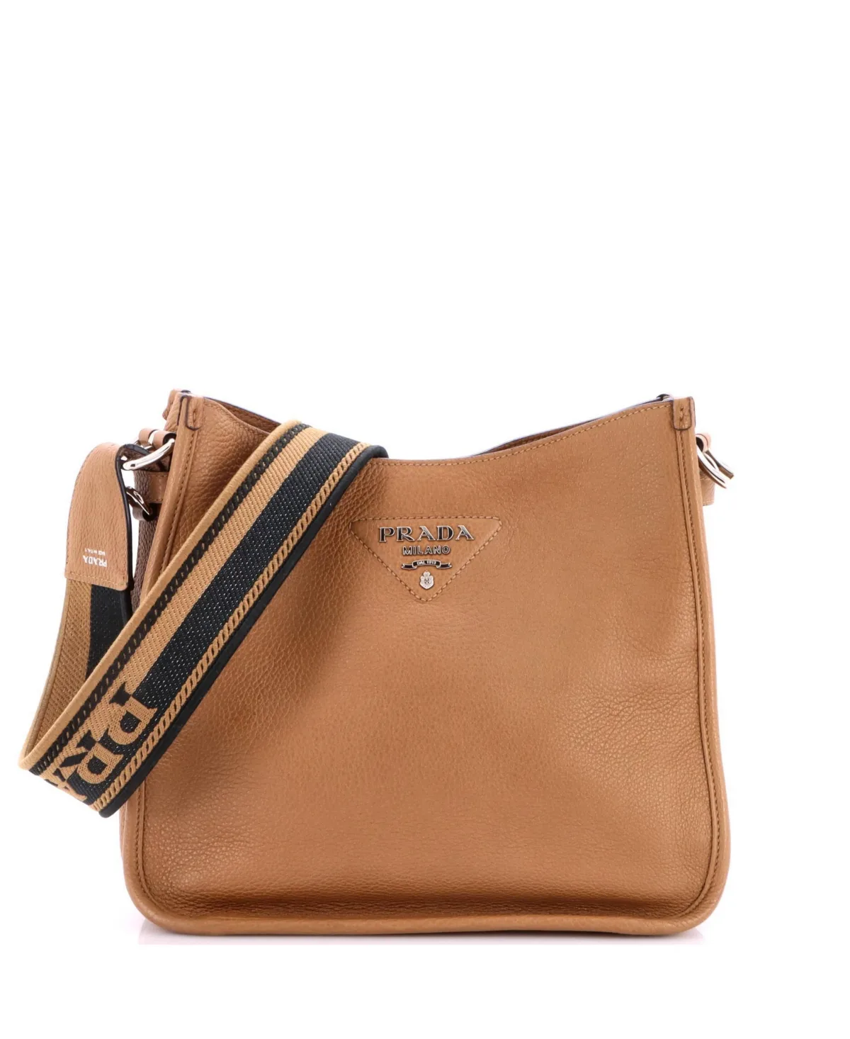 Pre-Owned Prada Medium Logo Strap Hobo Leather by Prada
