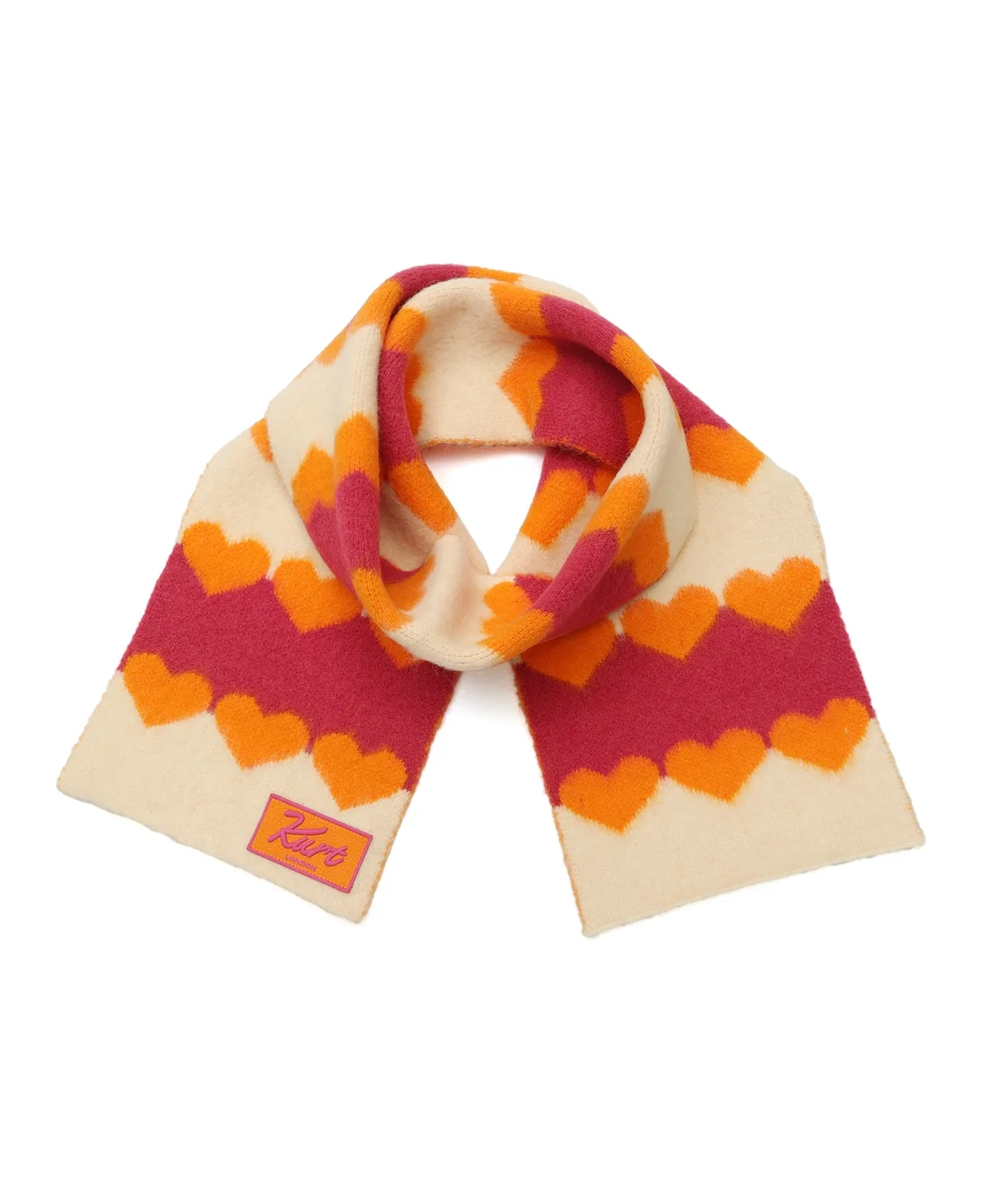 Colorblock Heart Jacquard Scarf by Kurt Geiger