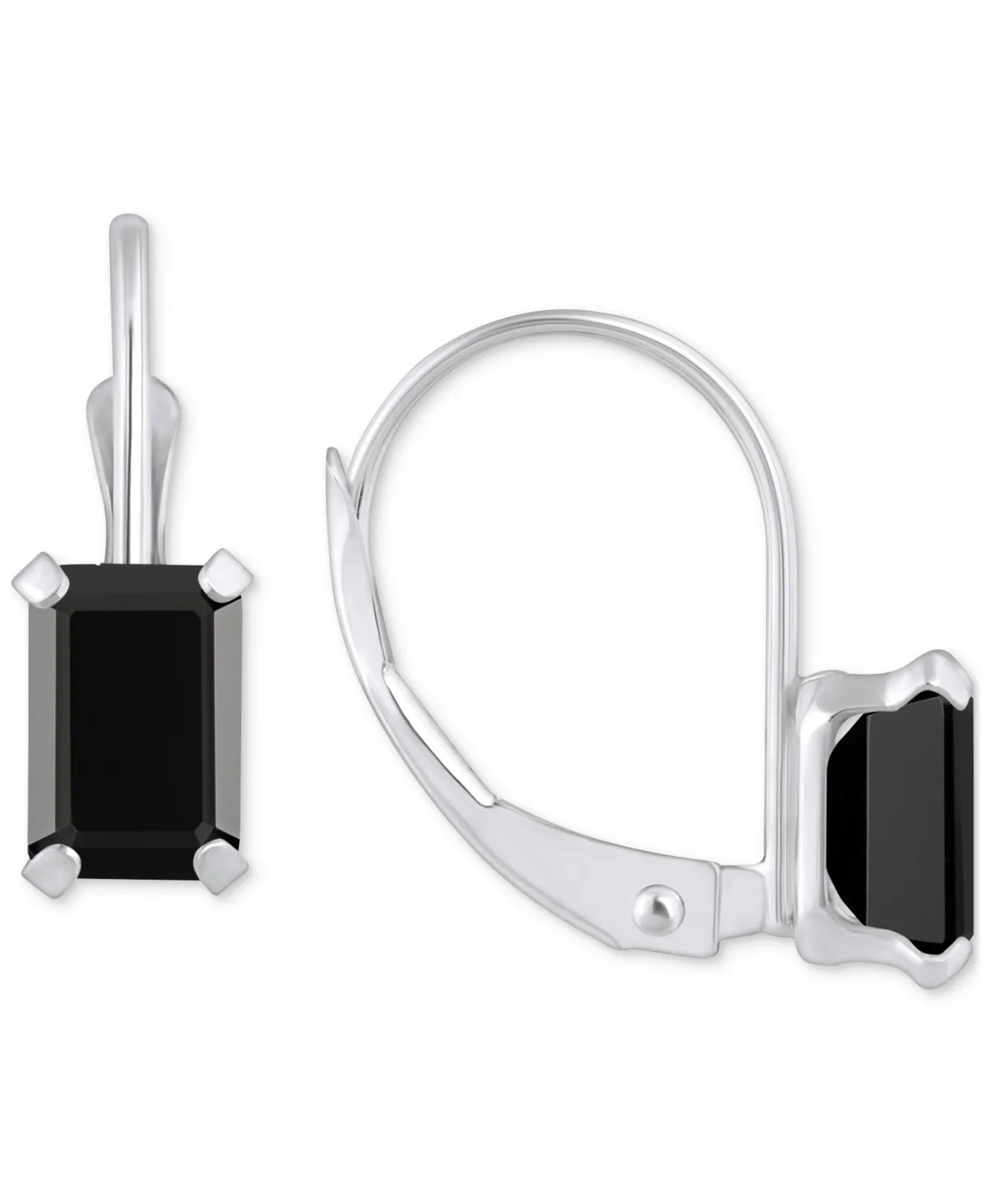 Onyx Emerald-Cut Solitaire Leverback Earrings in 10k Gold