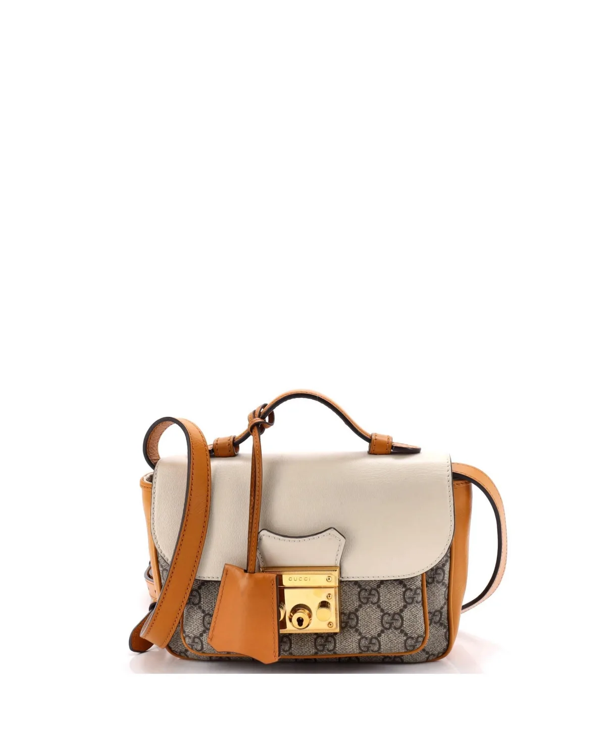 Pre-Owned Gucci Mini Padlock Front Pocket Flap Shoulder Bag Gg Coated Canvas and Leather by Gucci