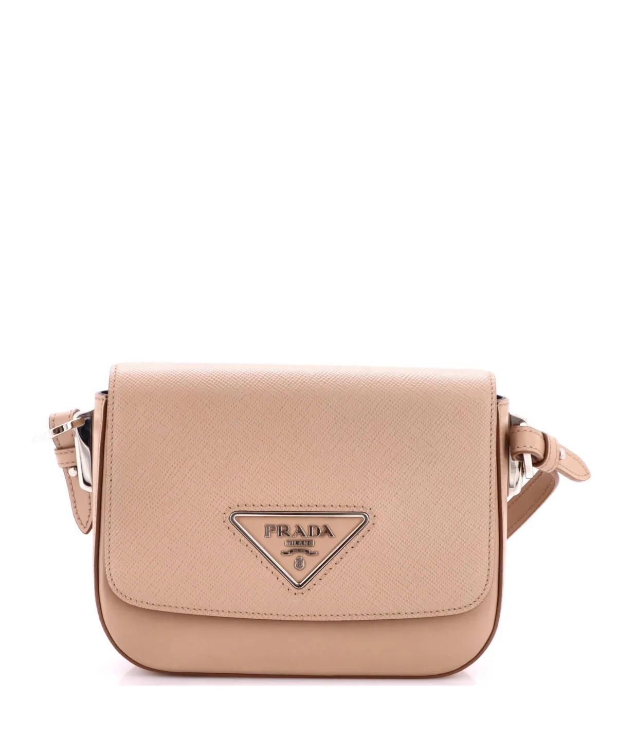 Pre-Owned Prada Small Identity Flap Shoulder Bag Saffiano with City Calf by Prada