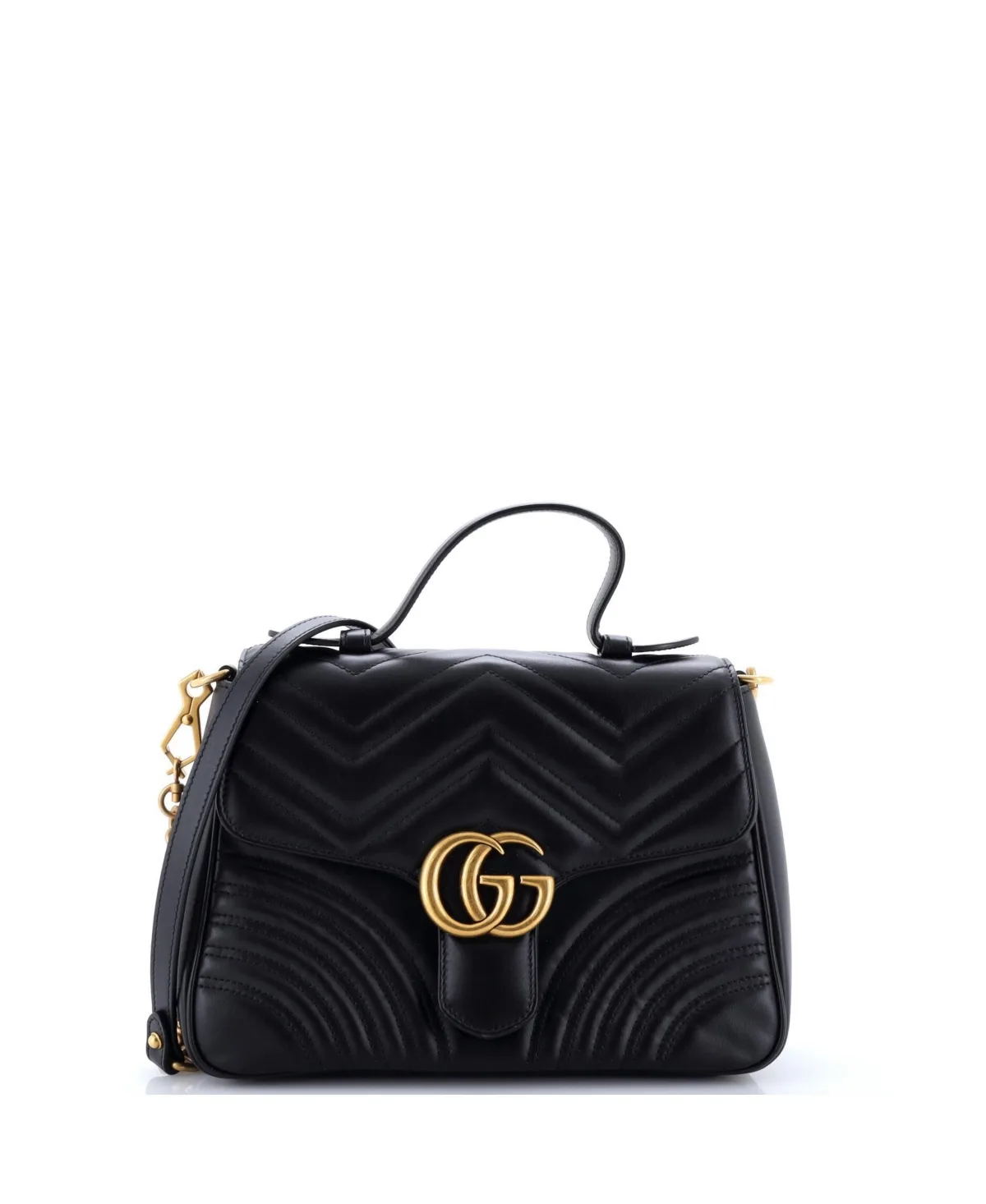 Pre-Owned Gucci Small Gg Marmont Top Handle Flap Shoulder Bag by Gucci