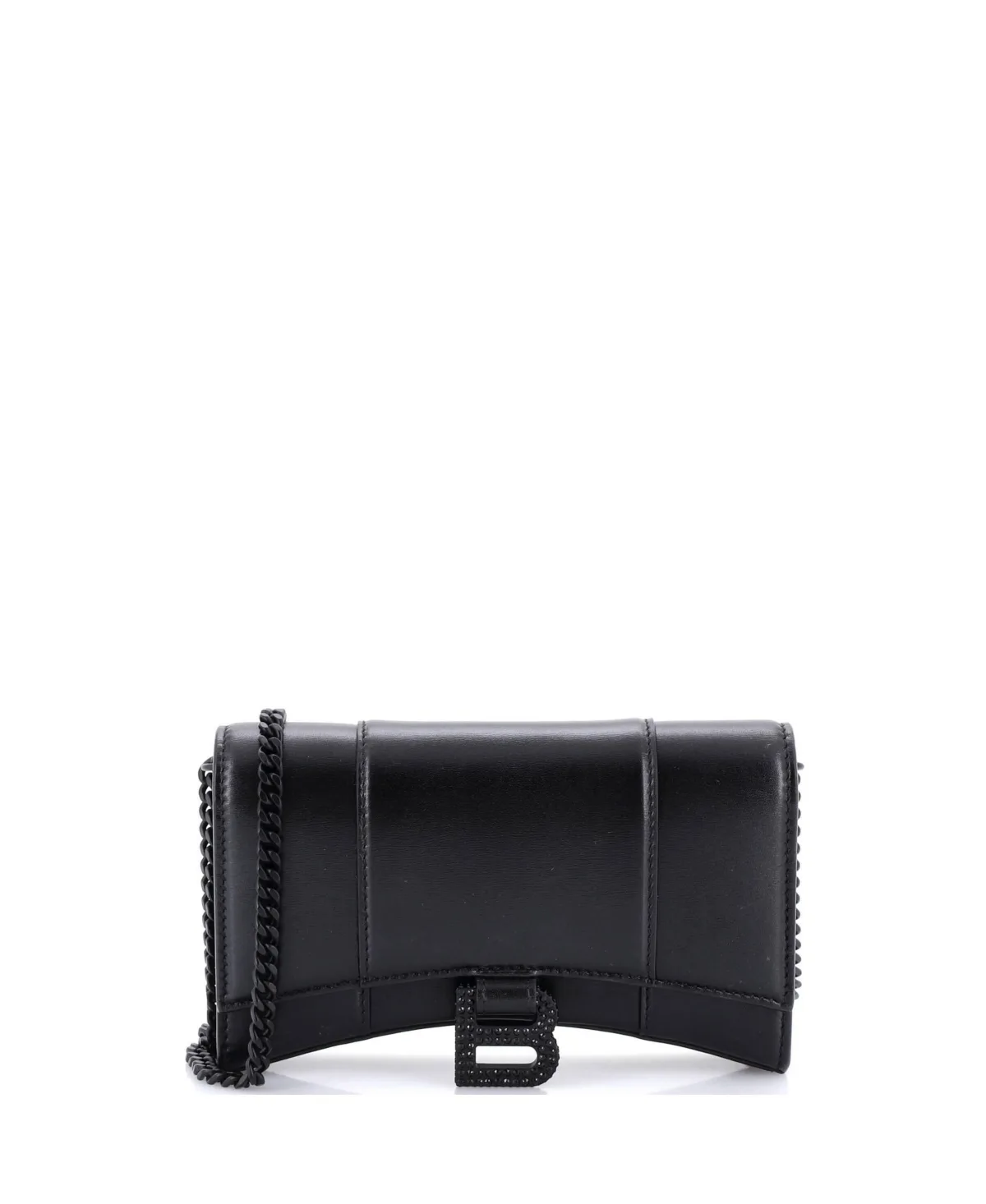 Pre-Owned Balenciaga Hourglass Chain Wallet Leather with Crystal Detail by Balenciaga
