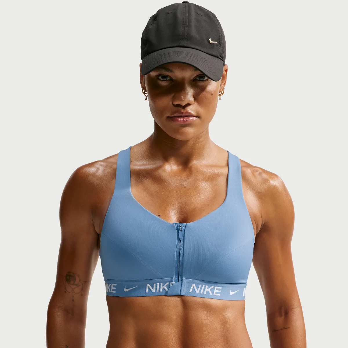 Indy High Support Padded Front-Zip Sports Bra