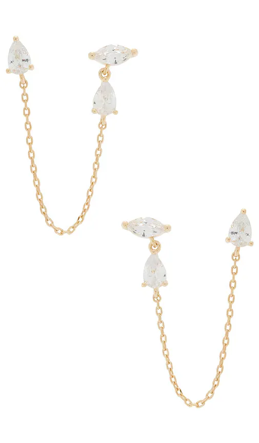 Marquise x Pear Chain Stud Earring Gold