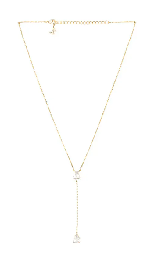 Double Pear Drop Chain Lariat Necklace Gold