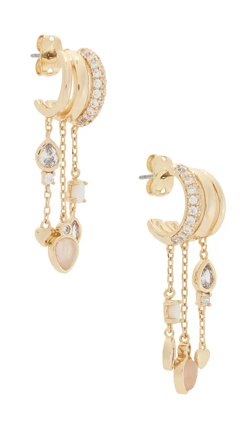 Pave Chain Charm Drop Earring