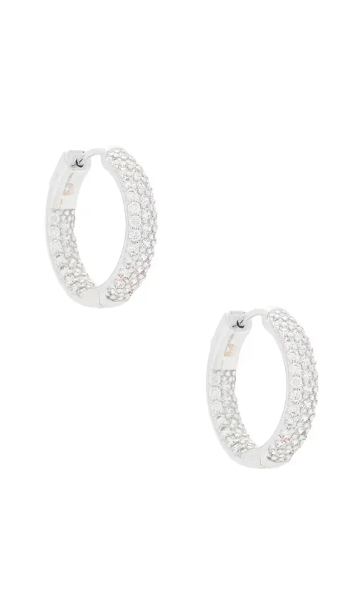 Pave Rounded Inside Out Hoop Earring by By Adina Eden