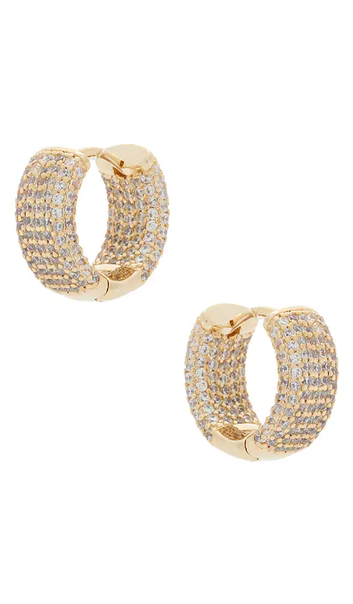 Mini Pave Wide Rounded Huggie Earring