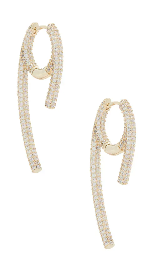 Pave Rounded Wide Claw Huggie Earring