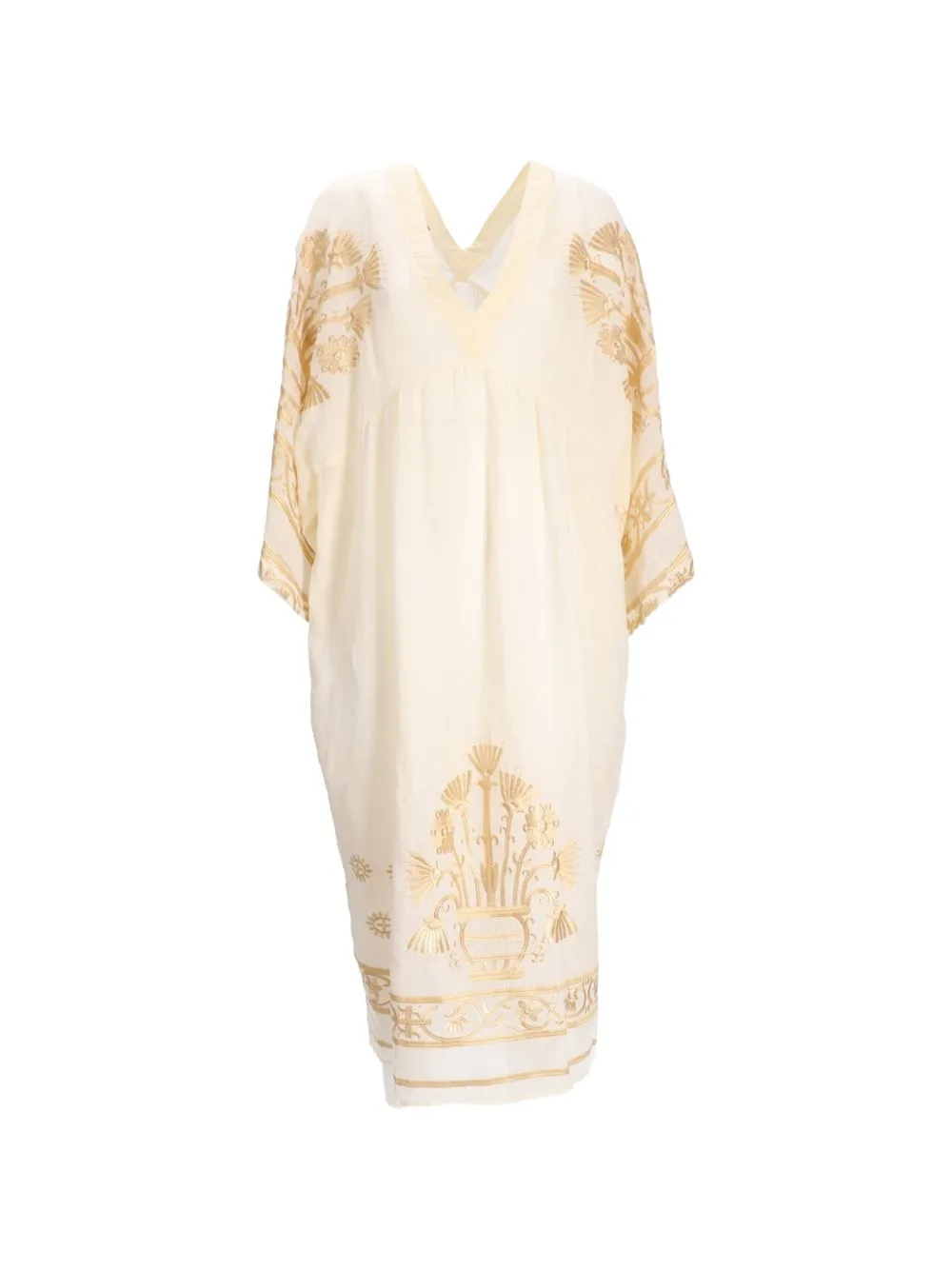 Embroidered Bell-Sleeve Midi Dress by GREEK ARCHAIC KORI