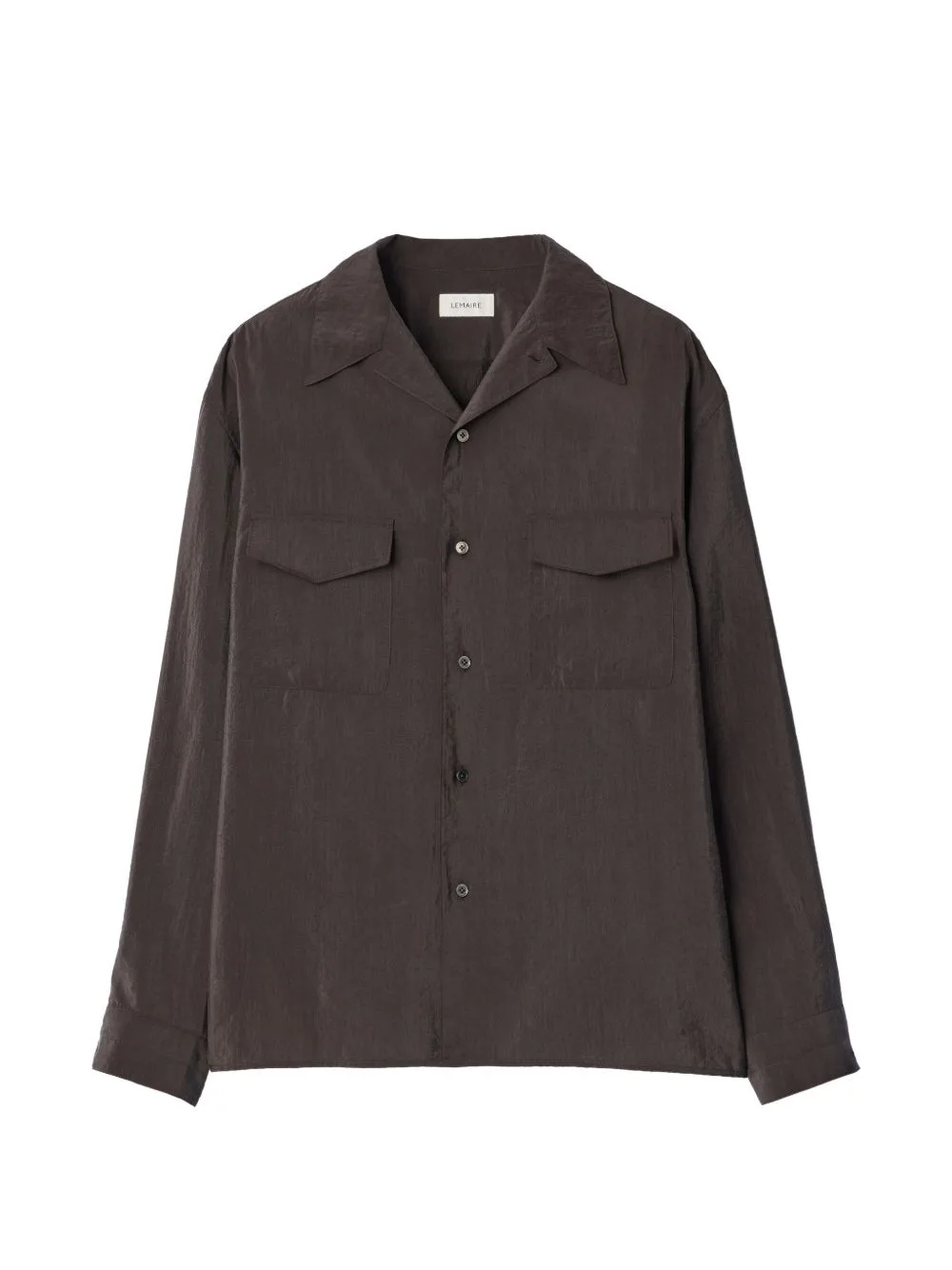 Convertible Collar Shirt in Dry Silk by LEMAIRE