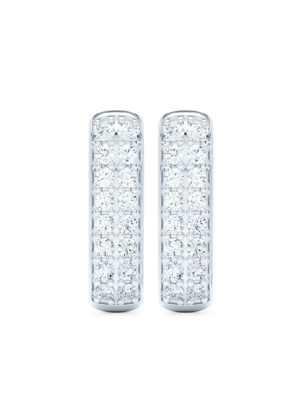 14K White Gold Allday Elongated Diamond Huggie Earrings by LOEV