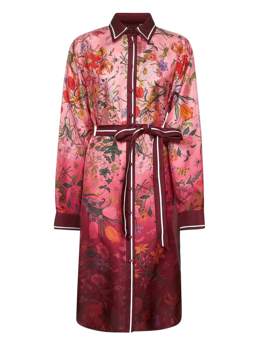 Floral-Print Belted Shirt Dress by Gucci