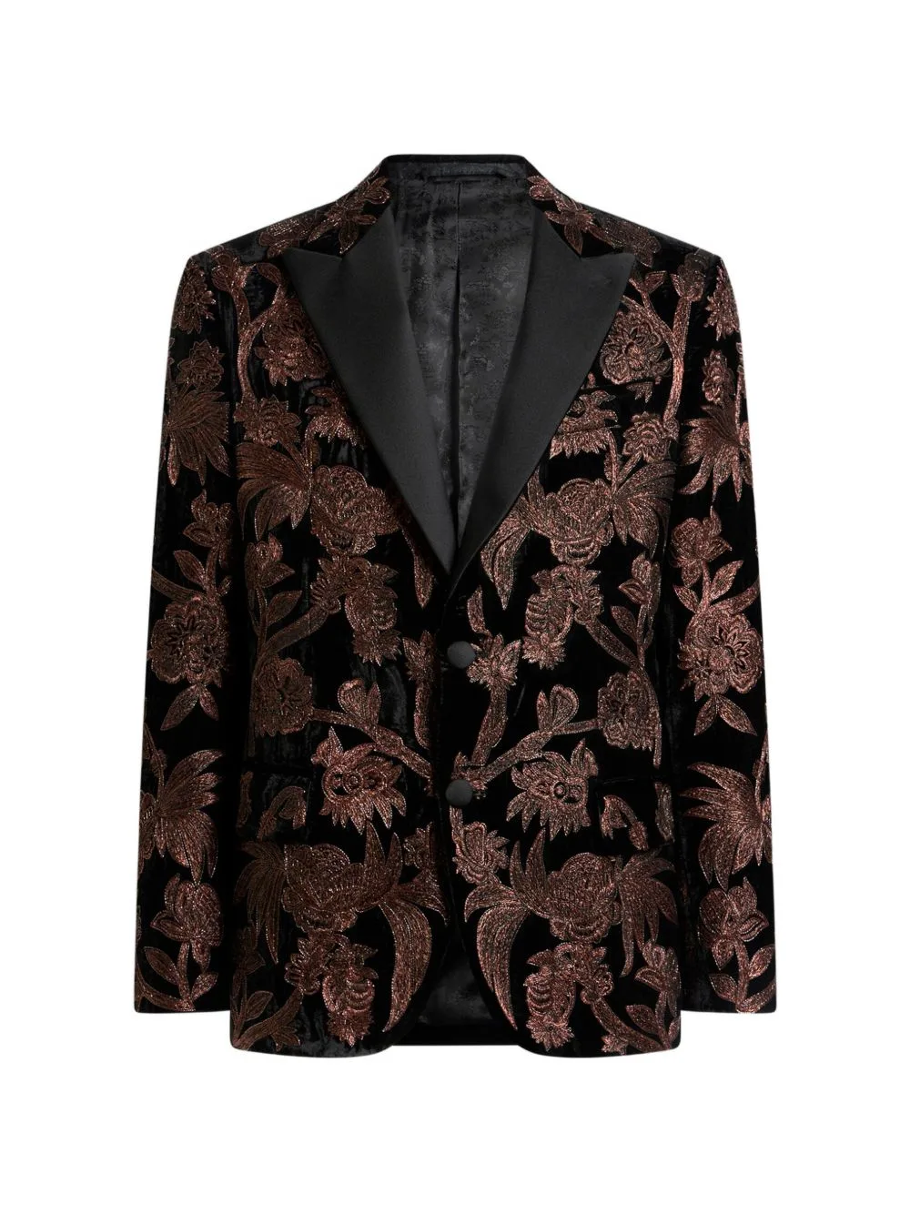 Single-Breasted Silk-Blend Jacket with Beads and Floral Paisley Embroidery by ETRO