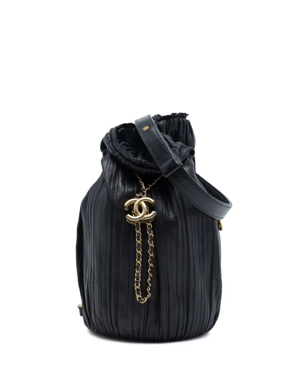2017-2018 Small Calfskin Coco Pleats Drawstring Backpack by CHANEL Pre-Owned