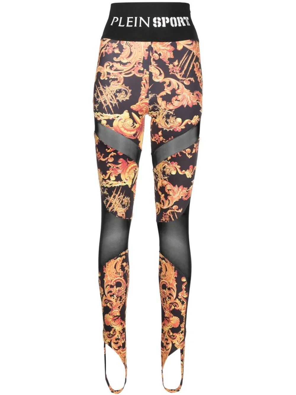 Baroque-Print Cotton Leggings by Plein Sport