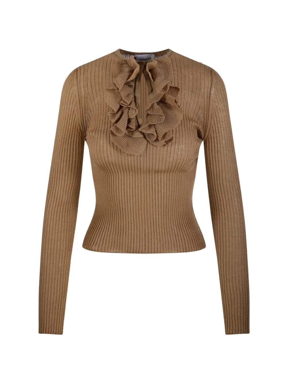 Ruffled Ribbed Blouse by Nude