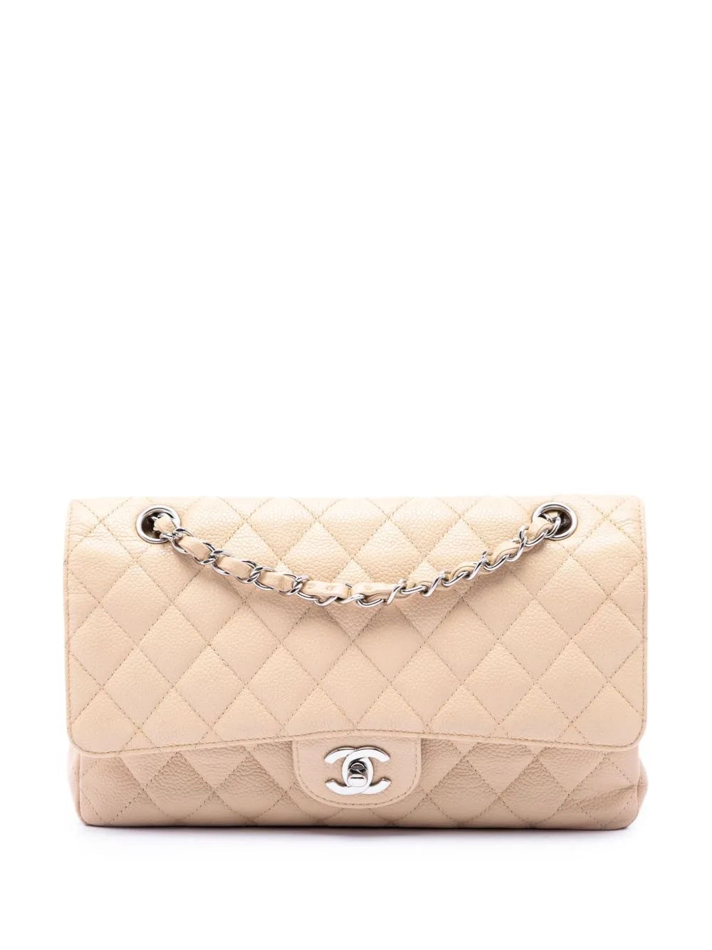 2009-2010 Medium Classic Caviar Double Flap Shoulder Bag by CHANEL Pre-Owned