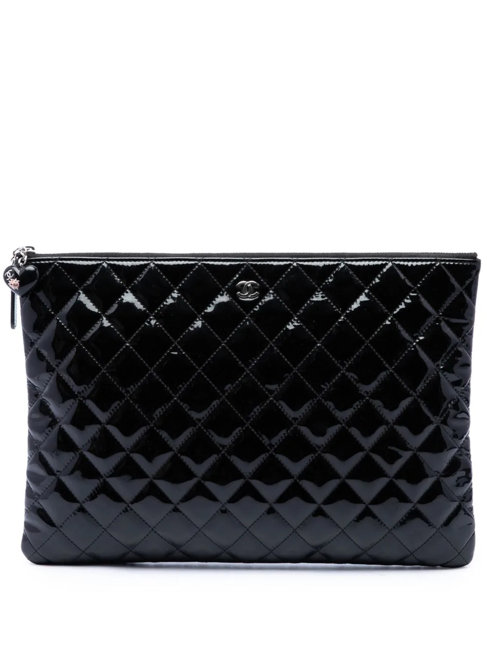2014-2015 Large Quilted Patent O Case Clutch Bag by CHANEL Pre-Owned