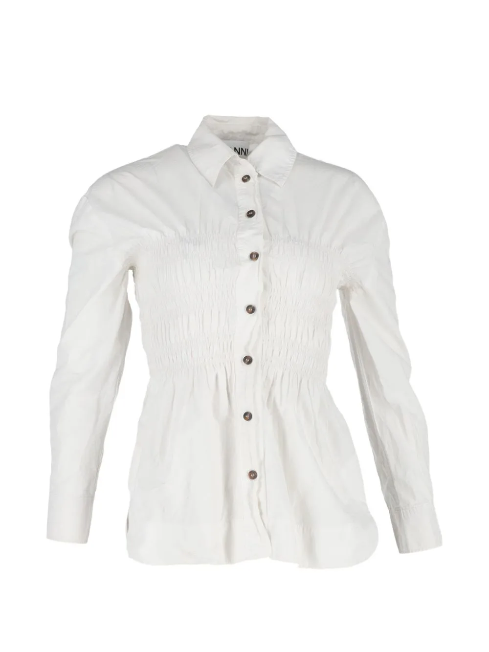 Shirred Long-Sleeve Shirt by GANNI