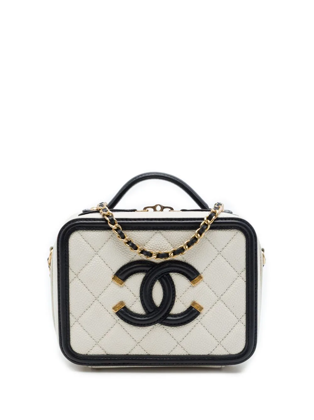 2016-2017 Small Caviar CC Filigree Vanity Case Satchel