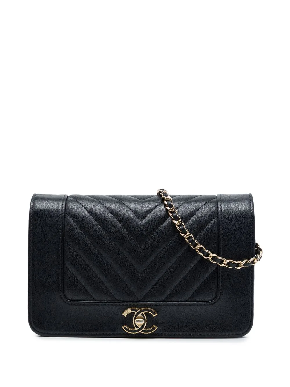 2017-2018 Chevron Sheepskin Mademoiselle Vintage Wallet on Chain Crossbody Bag by CHANEL Pre-Owned