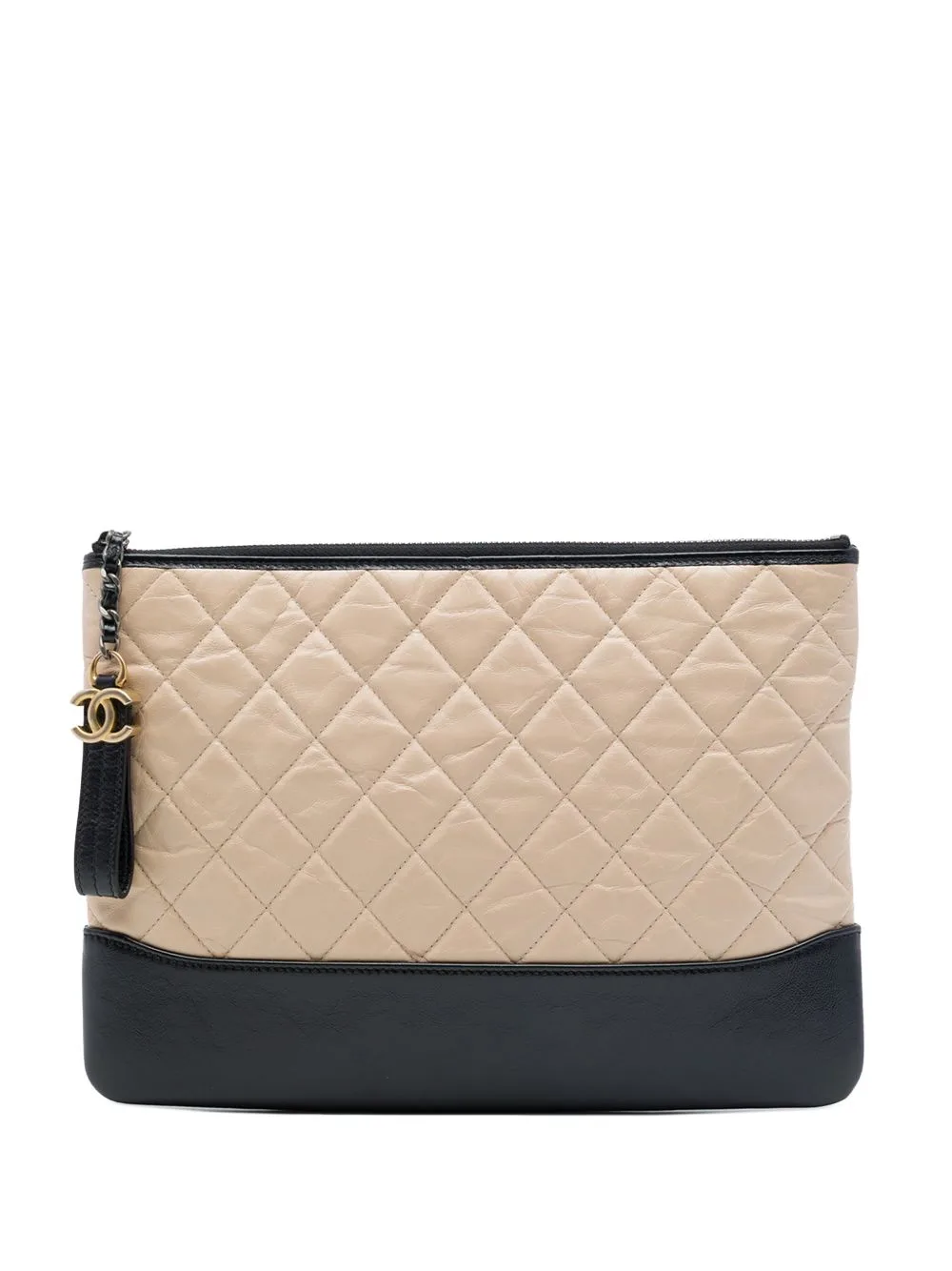 2017-2018 Medium Bicolor Quilted Aged Calfskin Gabrielle O Case Clutch Bag by CHANEL Pre-Owned