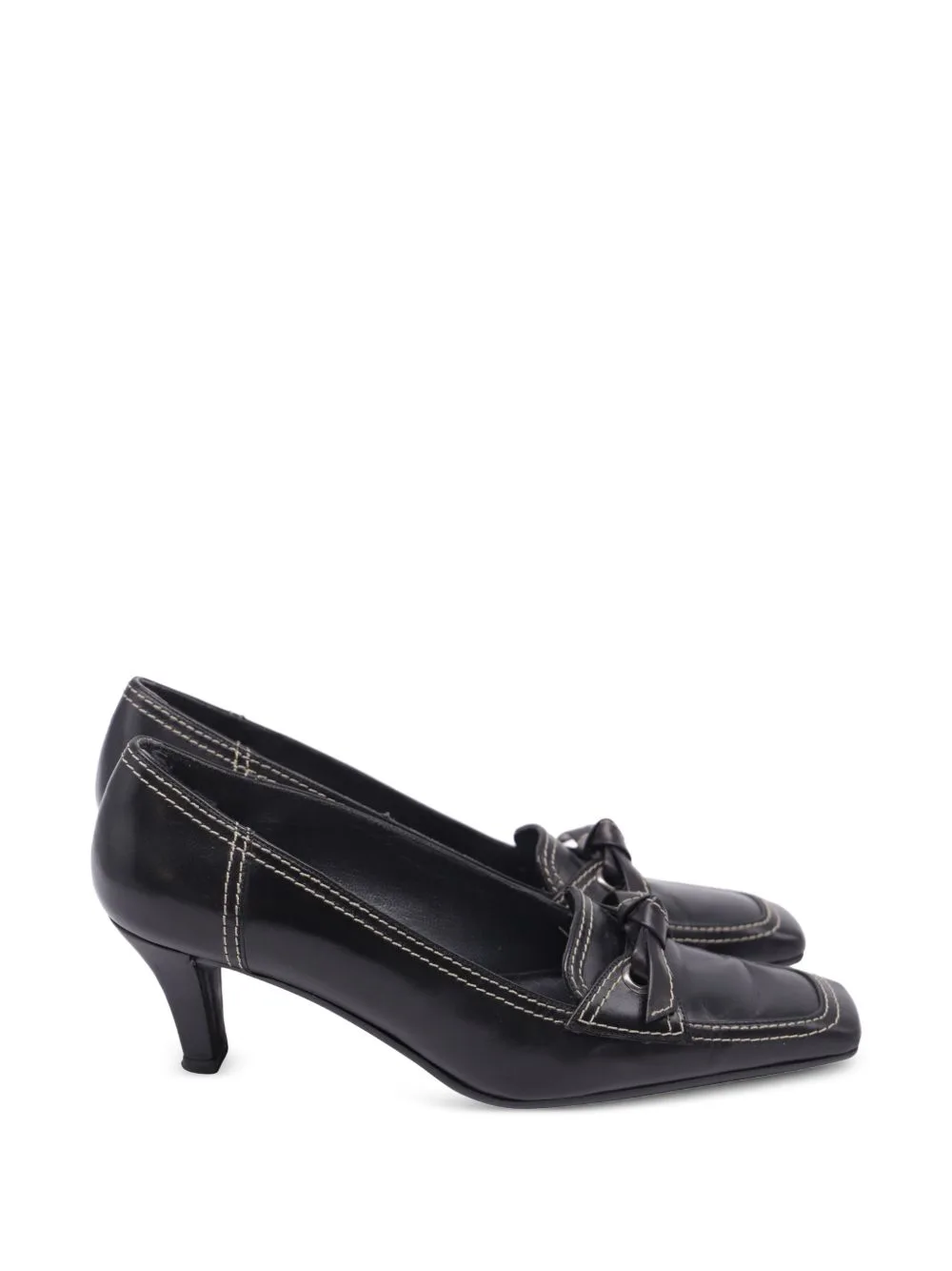 Bow Square-Toe Heeled Pumps by Stuart Weitzman