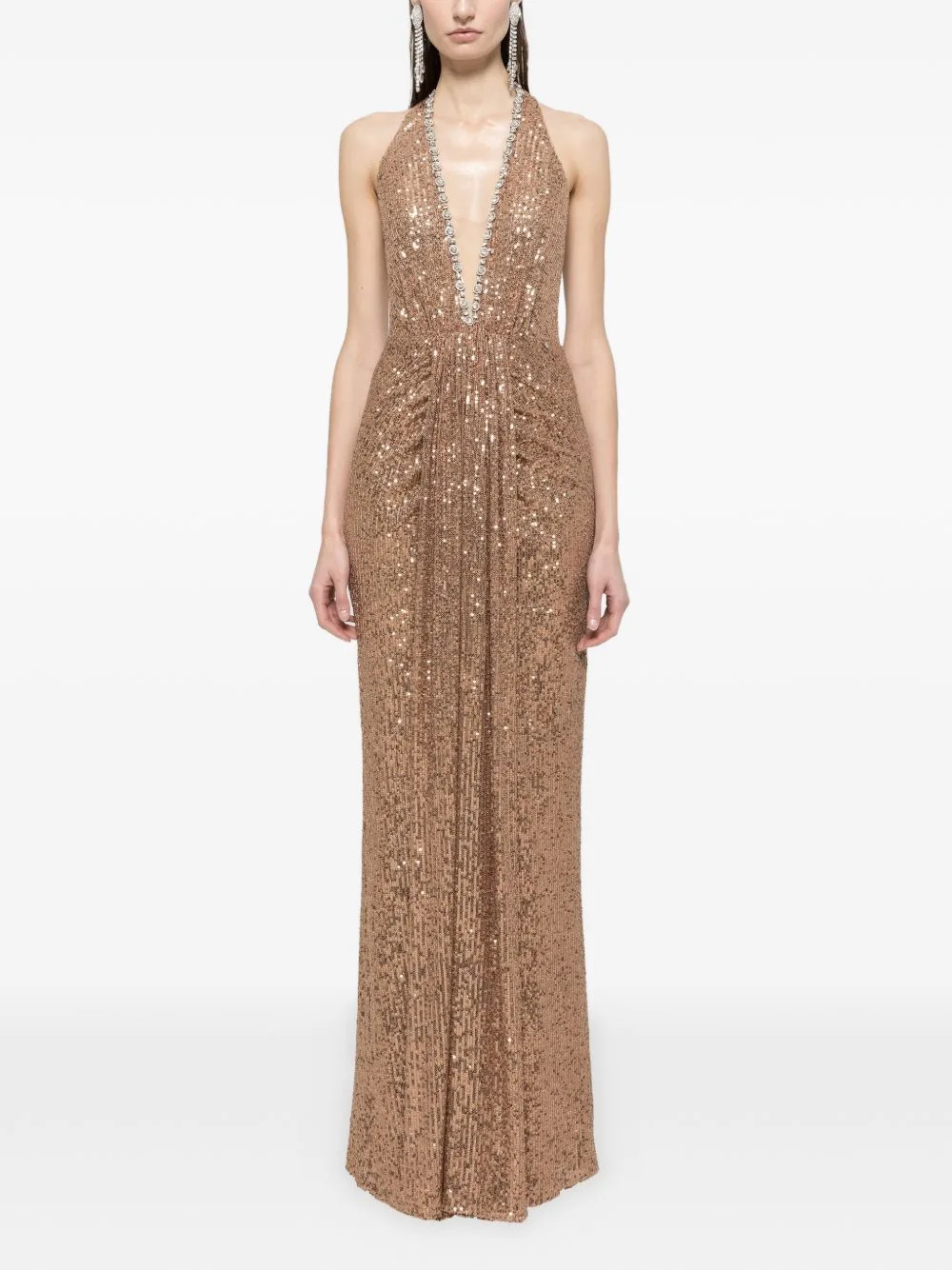 Sequined Halterneck Maxi Dress by NISSA